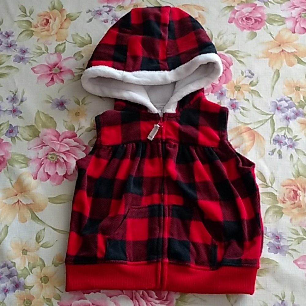 Carter's Black and Red Velour Hoodie 18 month